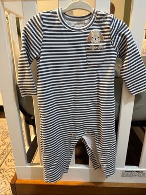 Angel Dear Striped Romper with Puppy Pocket